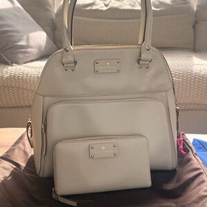 kate spade Cream Leather Satchel with Matching Wallet